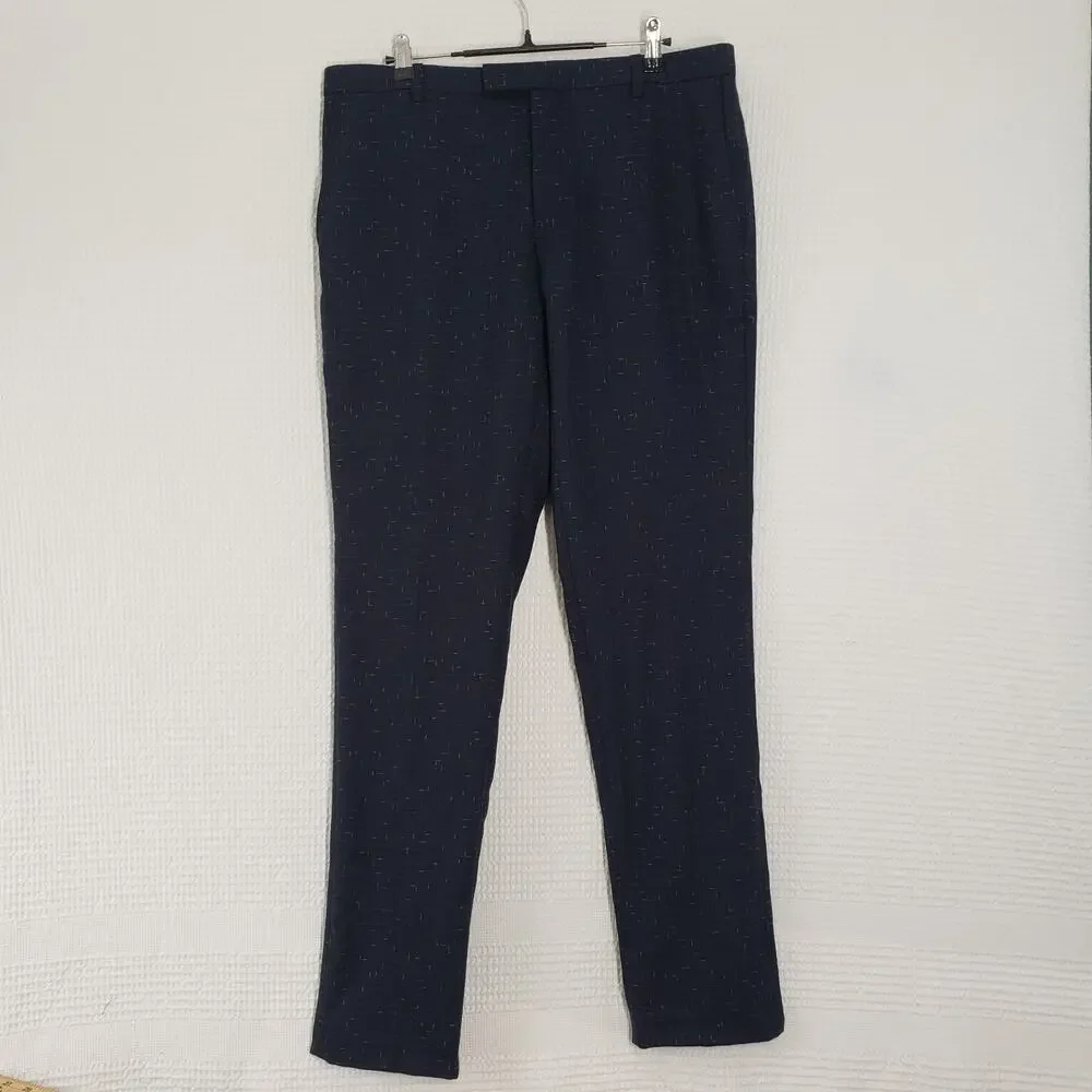 Twisted Tailor Pants Mens 34R Navy Nep Brenes Slim Fit Suit Trousers Dress Party - Picture 1 of 16
